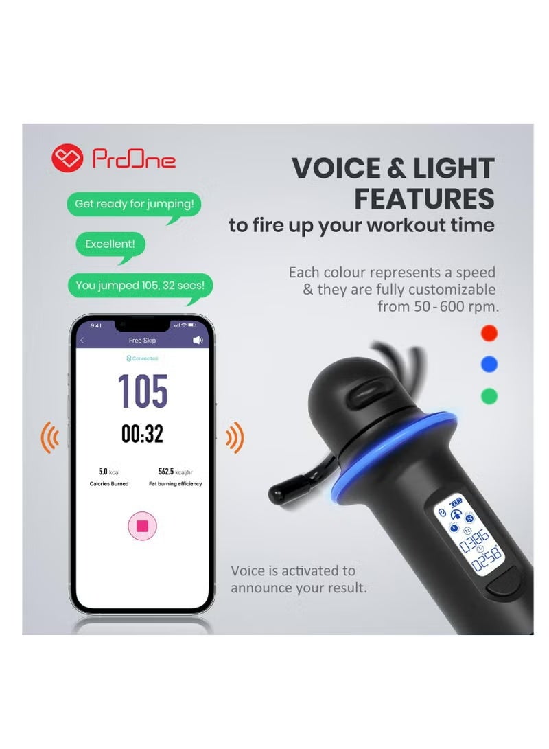 ProOne PGH600 Smart Digital Jump Rope Bluetooth Enabled Skipping Rope with counter, Adjustable Height, Jump Counter, Smart Phone Connected App, Data Analysis - Image 4